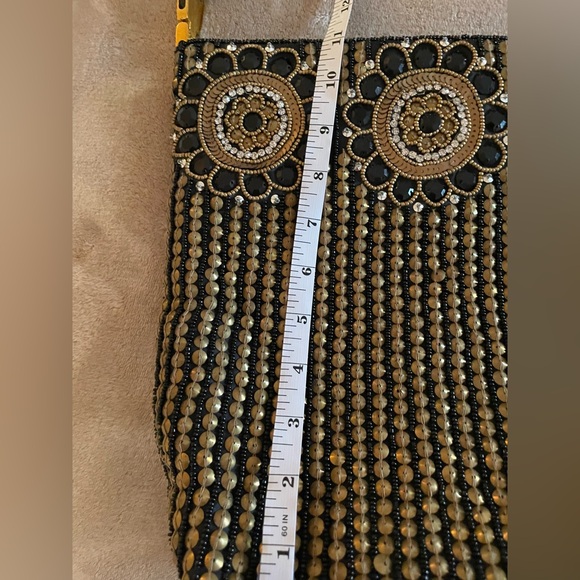 Chic Beaded Black and Gold Shoulder Bag - Picture 5 of 7